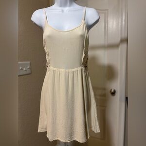 Cream Skater Dress, open/lace appliqué sides